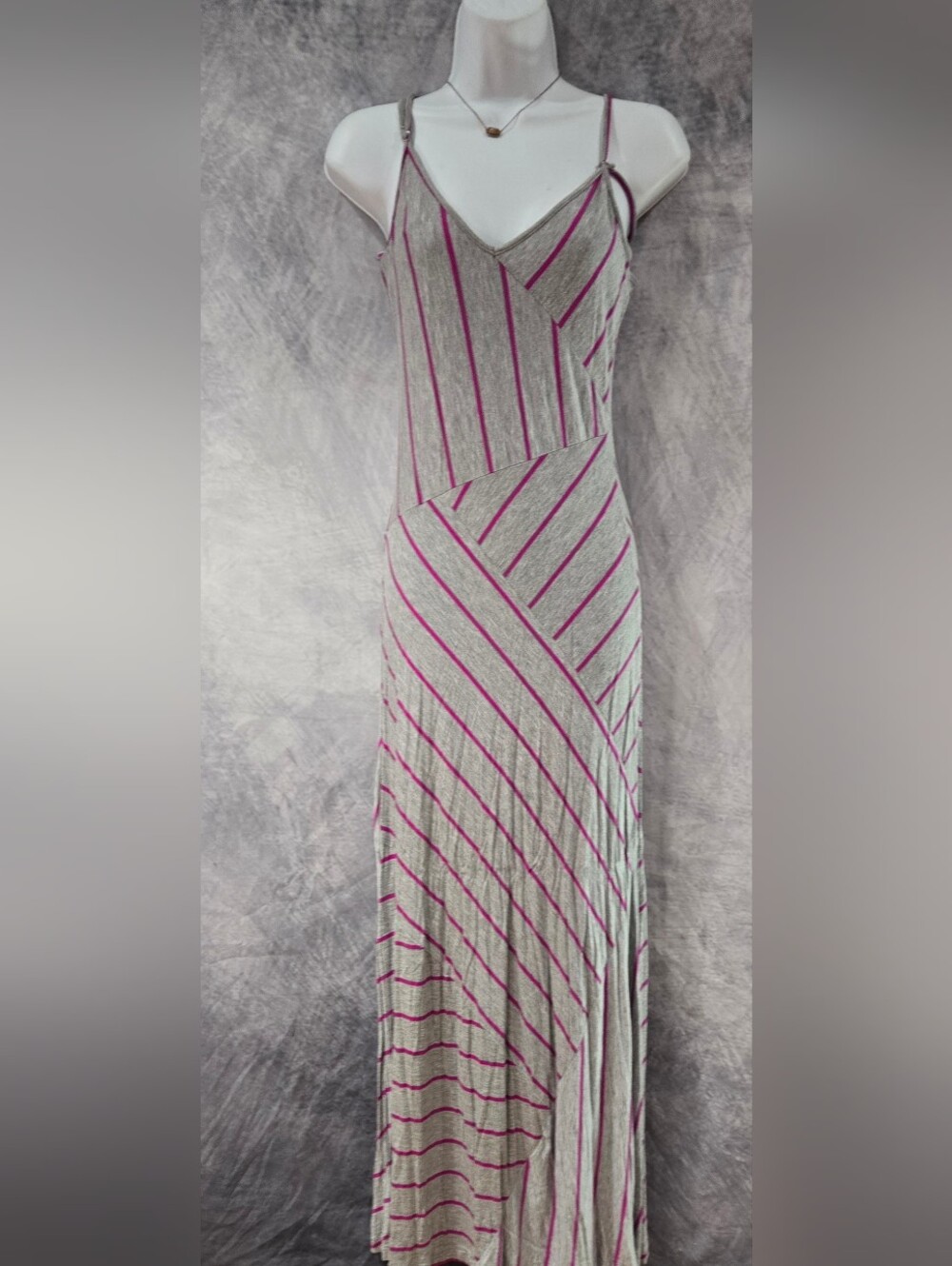 Calvin Klein Grey Maxi Dress with Pink Stripes